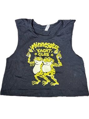 ascolour Minnesota Yacht Club Festival Black Frog Graphic Crop Tank Top XS